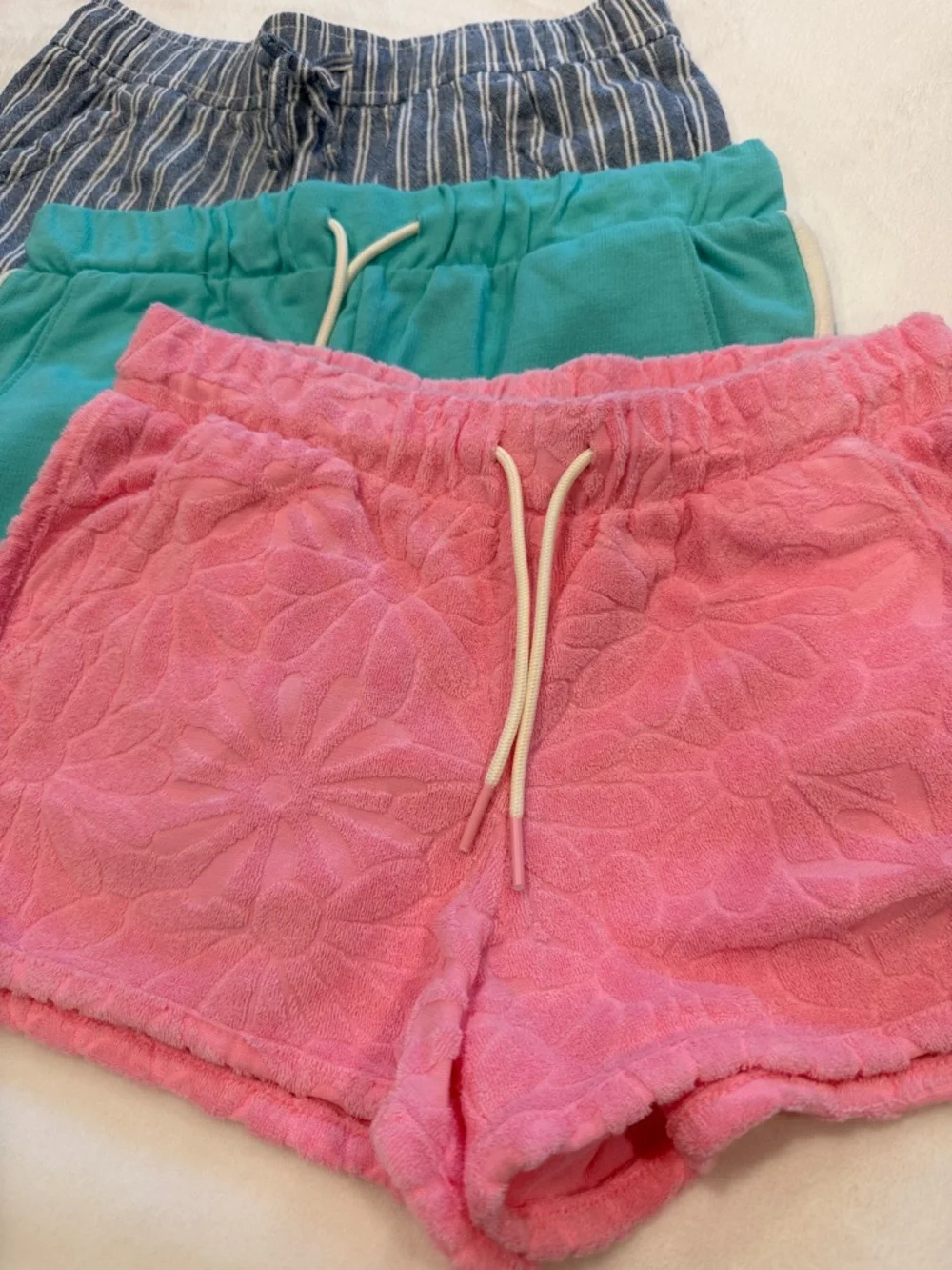 Old Navy Girls' Shorts Set - Pink, Teal, Denim Stripe Large 10-12
